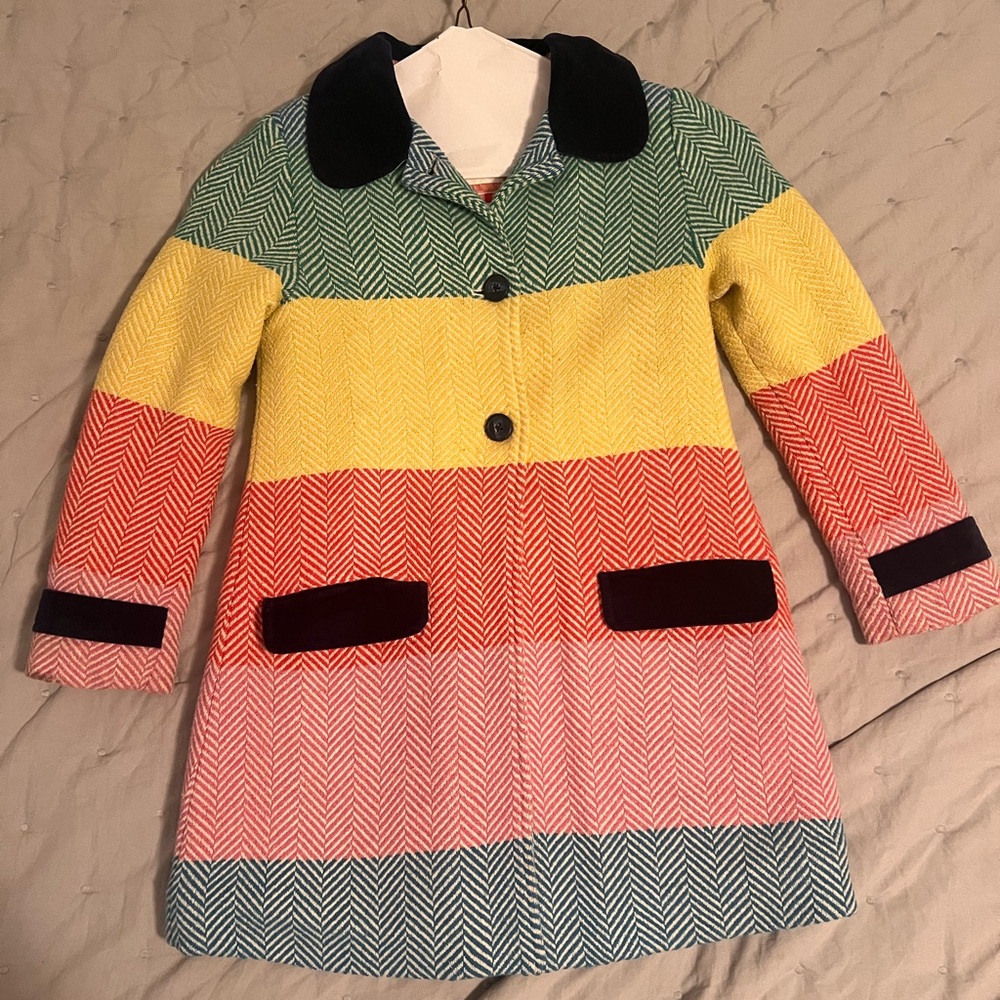 Rainbow Boden Wool Coat, size 7-8Y
